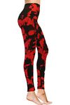 COMFY FOREVER Black Red Tie Dye Leggings for Women | Gym & Workout Leggings for Women, Girls Leggings, Plus Size Leggings for Yoga & Running, Compression Leggings Women, High Waisted Leggings(Regular)