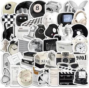 ONEWEST 61 Feuilles Stickers,Noir et Blanc Simple Autocollant Scrapbooking,imperméable Stickers Book,Pour Agenda/Ordinateur/Boîte De Téléphone/Cahier/Dossier