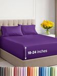 Extra Deep Twin XL Sheet Set - 4 Piece Breathable & Cooling Sheets - Hotel Luxury Bed Sheets Set - Easy & Secure Fit - Soft, Wrinkle Free & Comfy Sheets Set - Purple Sheet Set with Extra Deep Pockets