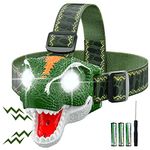 LED Head Torch for Kids Roar and Silent Mode Outdoor Toy Headlamp Torch for Boys Girls Lightweight Headlamp for Night Reading Birthday Party Camping Accessories