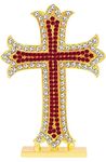 Christian Jesus Christ Cross Idol | Holy Cross Idol | Red Cross Idol, Metal Statue for Car Dashboard | Home Decor | Office Decorative Showpiece - 9 cm