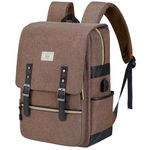 Ronyes Vintage Laptop Backpack for Women Men,15.6 inch Bookbag Casual Daypack with USB Charging Port for College Work, Brown Backpacks