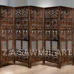 Z.A SAWMIL ART Wooden Partition for Living Room, Privacy Divider, Wooden Room Separator, Divider for Office, Partition for Puja Room, (Mix Frame Design - Brown) (6 Feet 5 Panel)