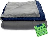 Quility Weighted Blanket for Adults - 20 LB Queen Size Heavy Blanket for Cooling & Heating - 100% Cotton Big Blanket w/Glass Beads, Machine Washable Blankets - 60"x80", Navy