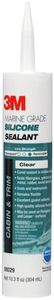 3M Marine Grade Silicone Sealant, Clear, PN08029, 304 mL Cartridge