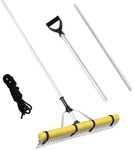 VEVOR Landscape Rake, 36" Head Aluminum Landscape Rake, Lake Weed Rake with 102.36" Adjustable Extension Handle, Rope and Float, for Loosening Soil, Lawn Care, Weeding Lake, Garden