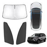 Karltys Reflective Windshield Sun Shade for 2011-2019 Ford Explorer, 3-Pack Front and Side Window Cover for Explorer Windshield Sunshade Foldable Sun Visor Protector Block Heat UV Rays