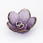 CEIERPH Purple Flower Ring Dish Jewelry Tray, Small Glass Trinket Tray for Rings Earrings, Present for Wife Mom Daughter Women