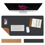 Vicloon Cork Desk Mat, 90cm x 43cm Office Desk Pad PU Leather Desk Blotter Desk Writing Mat Dual-Sided Mouse Pad Protecor Laptop Desk Mat Non-Slip for Office Home(Black)