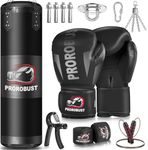 Prorobust Punching Bag for Adults, 4ft Oxford Heavy Boxing Bag Set, 12 oz Boxing Gloves, Hand Wraps, Jump Rope & Strength Trainer. Versatile Boxing Training Equipment for Kick Boxing Karate - Unfilled