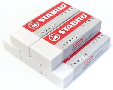STABILO Legacy Large White Eraser Plastic Rubber Erasers [Pack of 5 Erasers]