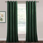 PONY DANCE Dark Green Velvet Curtains - 1 Pair of Thermal Blackout Curtains Elegant Home Decor Window Treatment for Nursery Room/Girls Bedroom, Eyelet Curtains 52x84