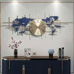 GDSPD Wall Clocks for Home Decor,37.8 Inch Large Wall Clock for Living Room Kitchen Office Home,Blue World Map Clock,with Silent Movement Wall Clocks for Home Wall Art Decor Clock