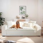 LiveGo Fuzzy Couch Covers for Pets, Couch Protector for Dogs Garden Chic Cotton Protective Couch Cover, Pet Mat Bed Couch Cover (Milky White, 70x180 cm/27.6x70.9 in)