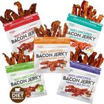 Bacon Jerky Variety Pack | Tender, Flavorful, Easy to Chew Bacon Jerky w/up to 24g Protein Per Bag, Jerky Gifts for Men, Gift Basket for Men, Unique Gifts for Men, Food Gifts (5 Bags)