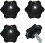 Aifeier ET 4 Pieces Star Hand Knob, 1/4"-20 x 0.63“ Threaded Post Black Plastic Hex Shaped Clamping Knob Handle