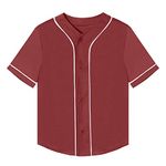 Icibgds Kids Baseball Jersey Button Boys T-Shirt Trendy Hip Hop Girls Black and White Short Sleeve Tshirt, Wine Red, 8 Years