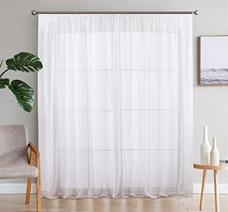 SIMPVALE Lot de 2 Rideaux Transparents – Élégants Rideaux en Voile de Couleur Unie avec Crochets de Rail – pour Chambre à Coucher, Salon, Balcon, Blanc, 140x225cm
