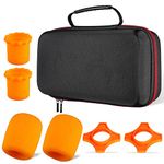 Wireless Microphone Case, Dual Mic Bag Microphone Carrying Travel Case with Foam Mic Covers Protection Silicone Rings and Bottom Rod Sleeve Holder