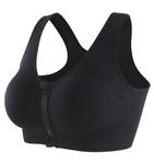 CLOUSPO Sports Bra Post Surgery Bra Zip Front Wireless with Removable Pads Yoga Bra for Workout Fitness(M,Black)