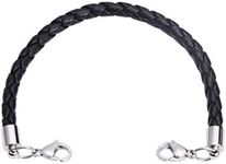 LinnaLove Black Leather Interchangeable Chain for Medical Alert Bracelet (CK19-7)