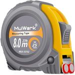 MulWark 26ft Measuring Tape Measure by Imperial Inch Metric Scale with Both-Side Metal Blade,Magnetic Tip Hook and Shock Absorbent Case-for Construction,Contractor,Carpenter,Architect,Woodworking