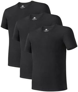 DAVID ARCHY Men's Undershirt Bamboo Rayon Moisture-Wicking Black T-Shirts Stretch Crewneck Tees for Men, 3-Pack (S, Black)