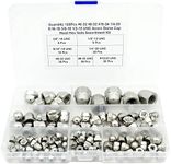 Guard4U #6-32#8-32#10-24 1/4-20 5/16-18 3/8-16 1/2-13 UNC Acorn Dome Cap Head Hex Nuts Assortment Kit -120Pcs 7-Kinds 304 Stainless Steel Hexagon Decorative Cap Nuts