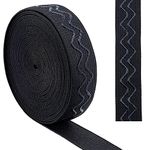 GORGECRAFT 5 Yards 20mm Wide Non-Slip Elastic Ribbon Wave Silicone Elastic Gripper Band Tape Stretch Rubbers Elastic Straps Belt Waistband for DIY Garment Sewing Crafts Sports Shorts, Black