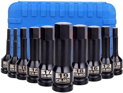 1/2" Set di 10 Chiavi Esadecimale a Bussola per Avvitatore a Percussione 5mm-19mm, Acciaio Bit Socket Tool Kit imposta per Riparare Motocicli, Biciclette, Mobili
