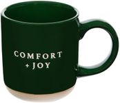 Sweet Water Decor Comfort and Joy Mug Holiday Mug - Green Stoneware Christmas Mug - Microwave & Dishwasher Safe - Festive Holiday Drinkware - Gifts for Coffee Lovers