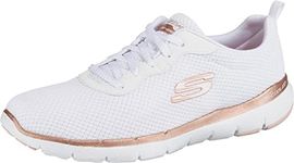 Skechers Women's FLEX APPEAL 3.0 - FIRST INSIGHT Casual Walking Shoe White/Rose Gold 8 US