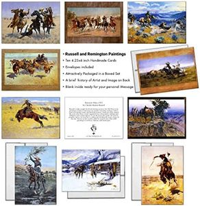 Epic Greeting Cards 12 Charles M. Russell, and Frederick Remington Assorted Vintage Western Cowboy WESTERN Art Thank You Notecards in a Boxed Set