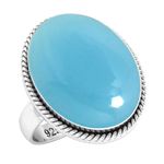 925 Sterling Silver Ring Natural Blue Chalcedony Handmade Jewelry Size 26 (99041_BCL_R128)