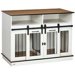 PawHut Dog Crate Furniture for Small and Large Dogs w/Movable Divider, Dog Cage End Table with Shelves, Sliding Doors, 120 x 60 x 88.5cm, White