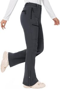 Hiauspor Womens-Snow-Ski-Pants-Fleece-Lined-Water-Resistant Insulated Thermal Flare Warm for Snowboard Winter Hiking(Grey, 4, 31")