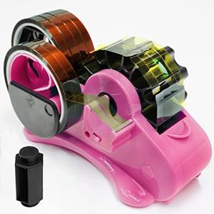 Pink Heat Tape Dispenser Sublimation - Multiple Roll Cut Heat Tape Dispenser 1" & 3"Core Double Reel Cores Sublimation for Heat Transfer Tape, Semi-Automatic Tape Dispenser with Compartment Slots