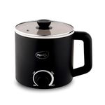 Pigeon By Stovekraft Swift Multi-Cook Kettle 1.5L, Egg Rack - Black | Double Layered | Food Grade Stainless Steel Inner Wall | Glass Lid | Auto Shut-Off, 600 Watts