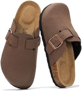 Project Cloud Genuine Leather Footbed Clogs for Women - Memory Foam Arch Support Slippers for Women - Trendy Slip-ons Women's Mules & Clogs Sandals (Benton_W,TANLEATHER,10.0W)