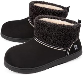 LongBay Women’s Slipper Boots Warm Bootie Gifts House Shoes Black US9-10