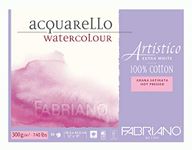 Fabriano - Artistico - 00303045 - Watercolour Paper Block, Hot Pressed, 300 gsm, 30.5 x 45.5 cm, 12 x 18" - 20 Sheets - Extra White