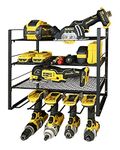 4 Layers Power Tool Oraganizer, Larger Capacity, Wall Mounted Utility Storage Rack for Garage Tools, Heavy Duty Floating Tool Shelf, Drill/Cordless Holder Rack, Perfect for Father's Day