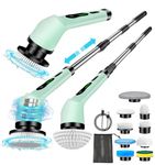 Electric Spin Scrubber 2024 Upgraded Adjustable Cordless Power Bathroom Scrubber 9 Brush Heads IPX7 Extension Arm 2 Speeds 120mins Work Time for Cleaning Shower Bathroom, Kitchen, Tub, Floor and Tile