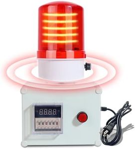 Industrial Cycle Timer Alarm with Flashing Strobe Light 0-110dB Adjustable Siren & Auto-Repeat Function Heavy Duty for Facility Safety, Factory,Office，Emergency (AC110V)