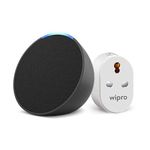 Amazon Echo Pop (Black) Combo with Wipro 16A Smart Plug