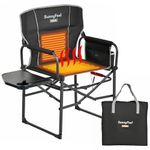 SunnyFeel Heated Camping Director's Chair - Portable Compact Folding Chair with Side Table & Storage Pouches - Heavy-Duty, Comfort-Enhancing Design for Tailgating, Sporting Events ＆ Outdoor Picnics