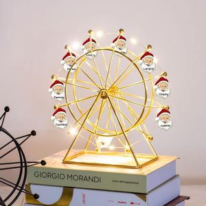 TopGlory Nom personnalisé Snowman Grande Roue LED Night Light Snowman Christmas Decoration Custom Vintage Desktop Christmas Decoration Fireplace Family Party Decoration (Le père Noël.)