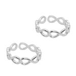 DARSHRAJ 925 Sterling Silver Toe Ring Infinity Design For Women | Bichiya | Chandi Ring For Toe | Adjustable Size