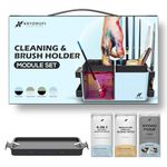 KRYDRUFI Portable All-in-One Modular Painting Station with Paint Brush Cleaner and Holders,Wet Paint Palette Tray with Lid for Miniature Painting and Acrylic Paints（Basic Set）