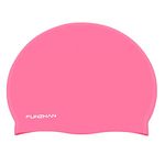 Funzhan Swim Cap High Elasticity Training&Racing Swimming Hat Curly Hair Long Hair Non-Slip Comfortable Waterproof Swimming Cap (Pink)